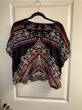 Johnny Was Black Embroidered Top